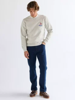 Regular Embroidery Crew Sweatshirt