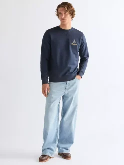 Regular Embroidery Crew Sweatshirt